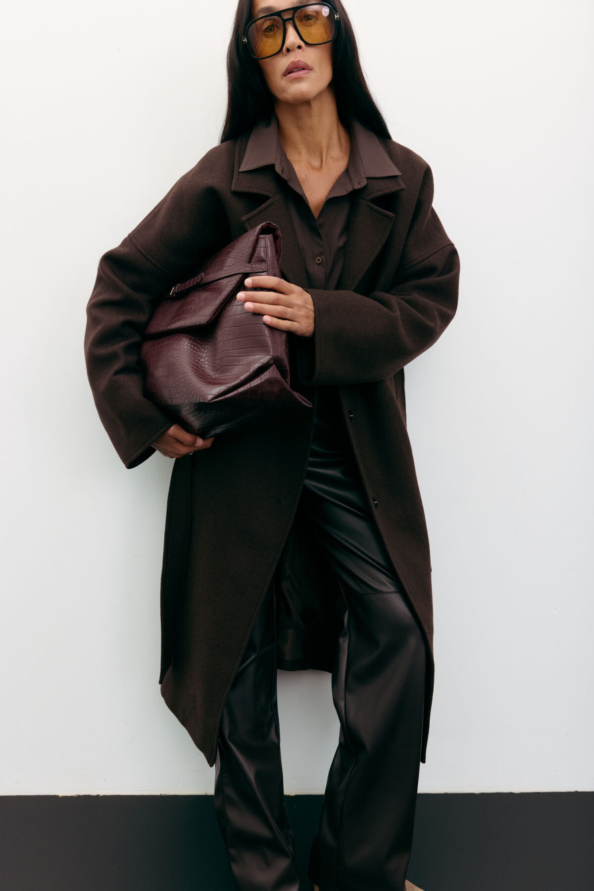 Пальто-халат вовняне шоколадне - The Lace