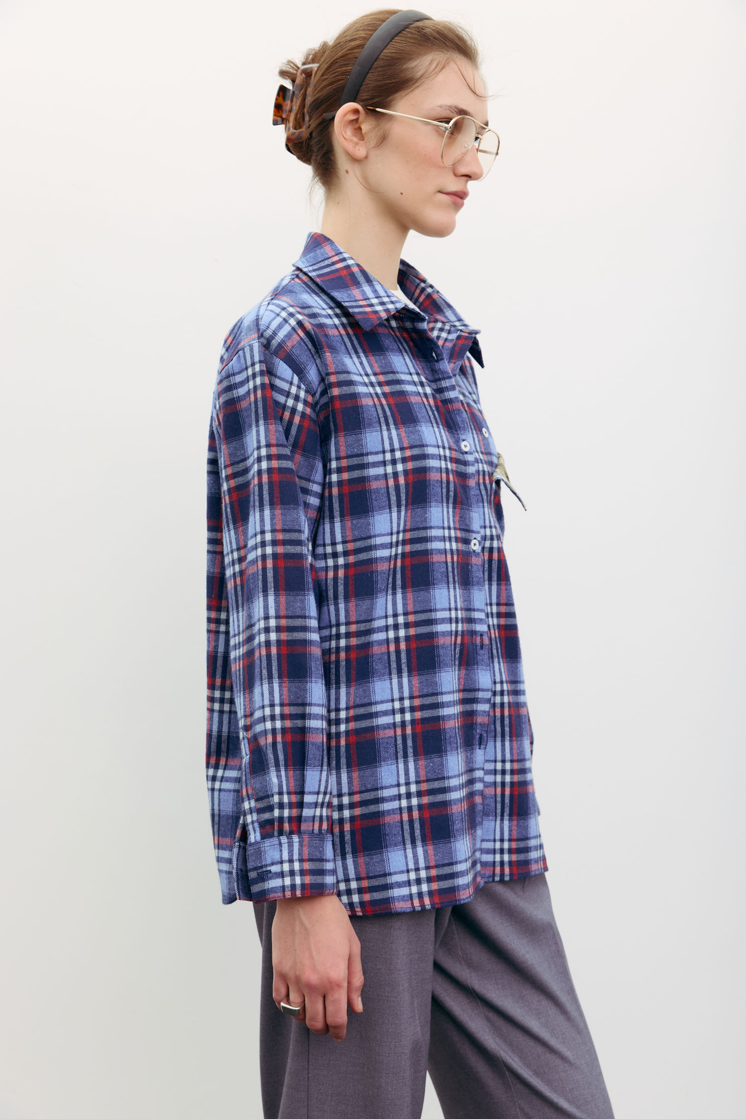 Сорочка в клітинку з декоративною кишенею синя - The Lace Фото 441401 Сорочка в клітинку з декоративною кишенею синя - The Lace Фото 441401