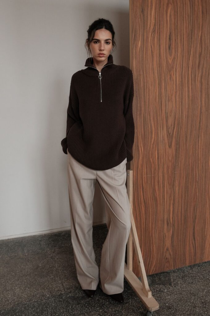 Брюки вовняні палаццо світло-бежеві - The Lace