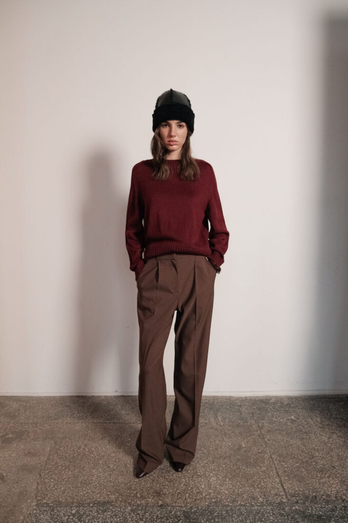 Брюки вовняні палаццо шоколадні - The Lace