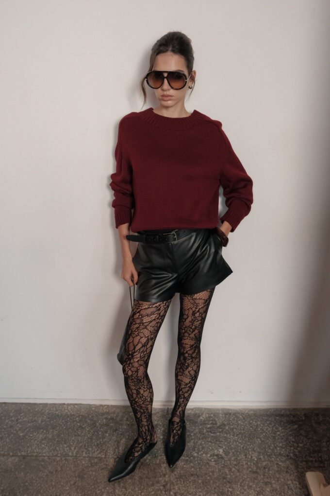 Шорти вкорочені з еко-шкіри чорні фото 9