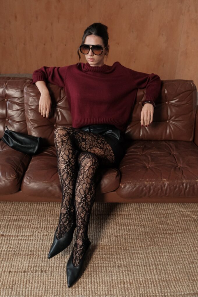 Джемпер вовняний прямого крою бордовий фото 9