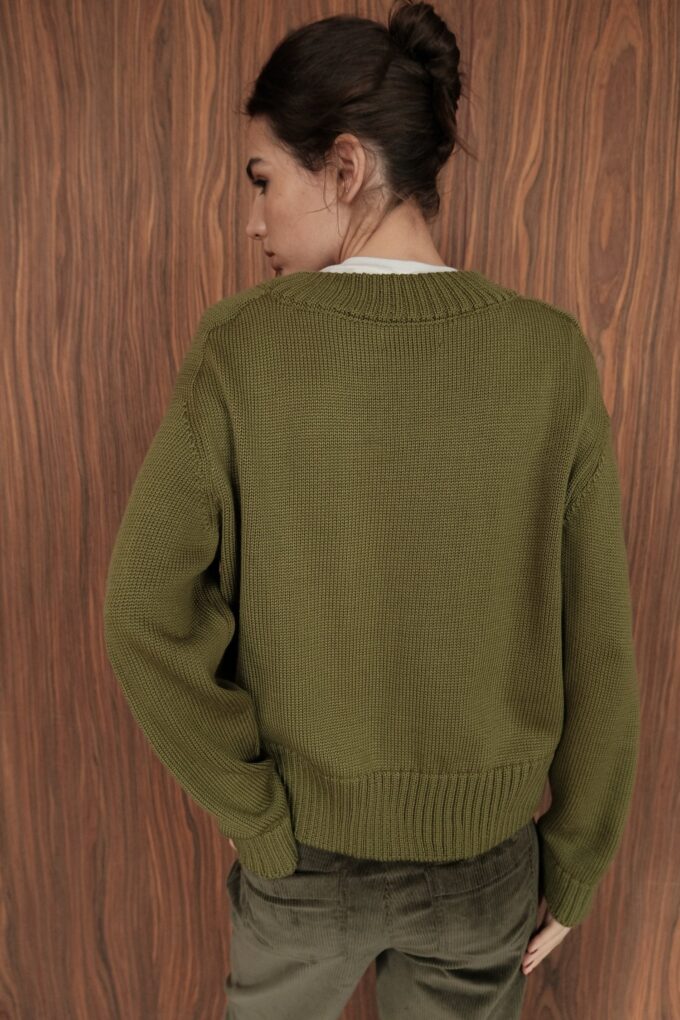 Джемпер вовняний прямого крою оливковий фото 8