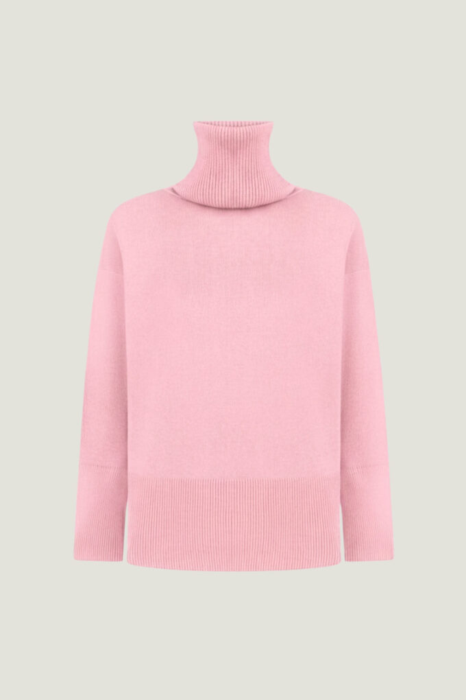Трикотажний светр з об'ємною горловиною рожевий фото 7