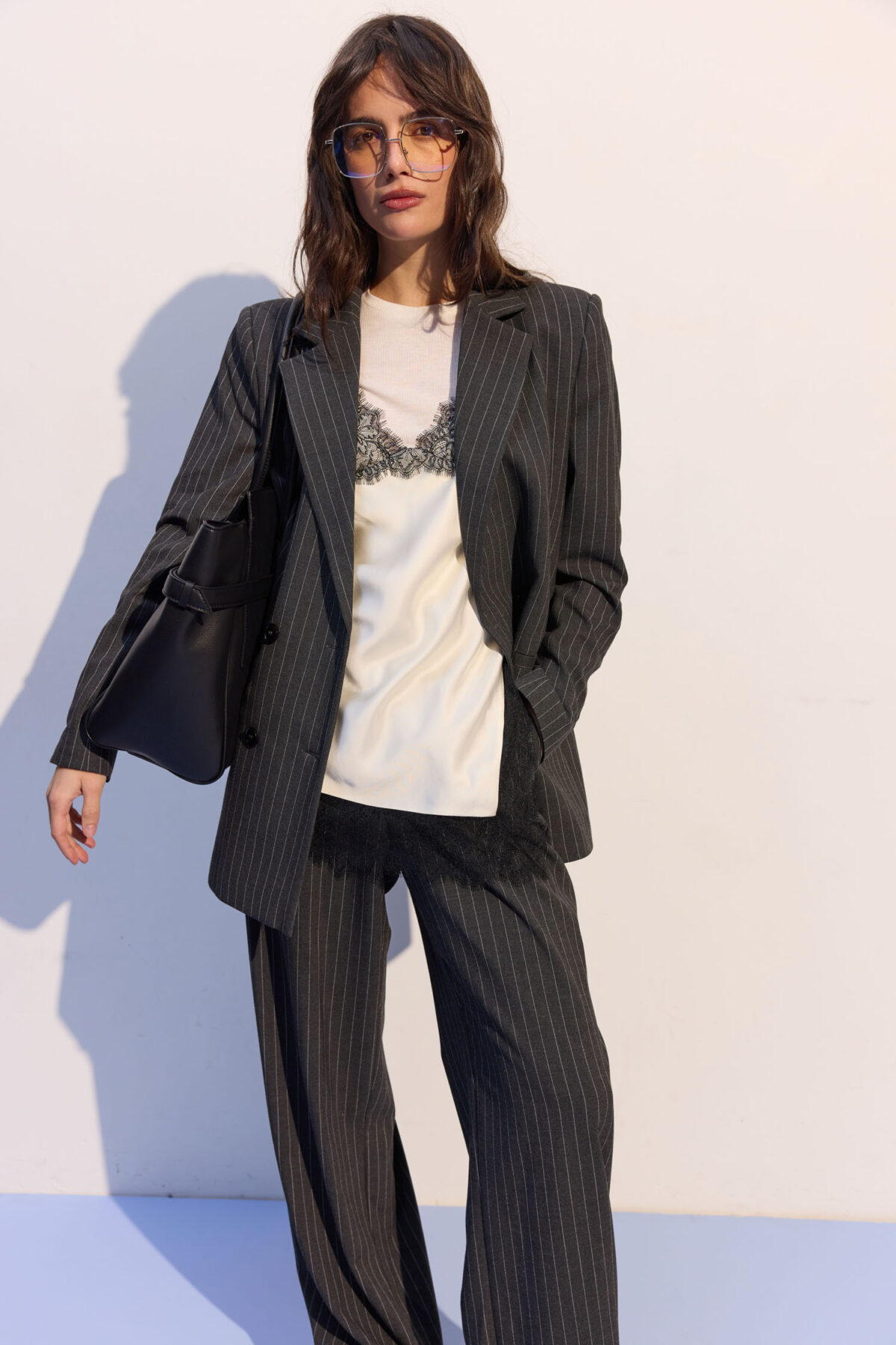 Жакет оверсайз у широку смужку графітовий - The Lace