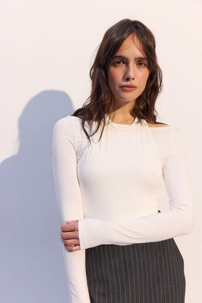 Трикотажний боді подвійний молочний фото 2