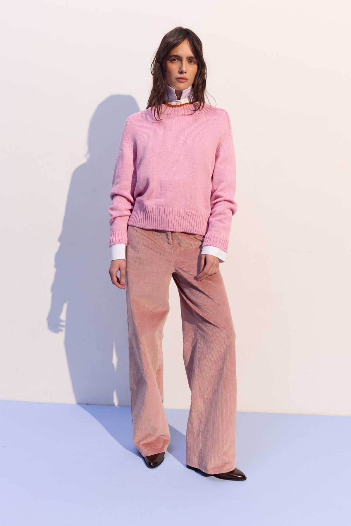 Брюки вільного крою з вельвету рожеві - The Lace