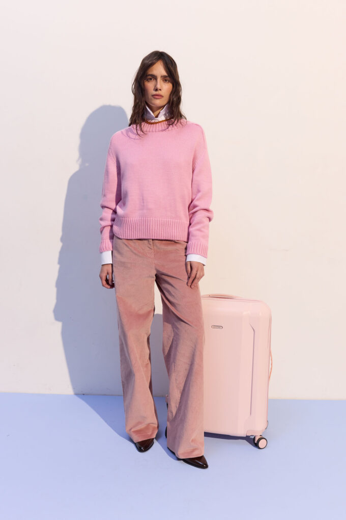 Брюки вільного крою з вельвету рожеві фото 7