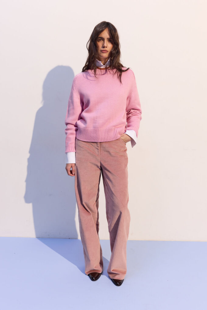 Брюки вільного крою з вельвету рожеві - The Lace