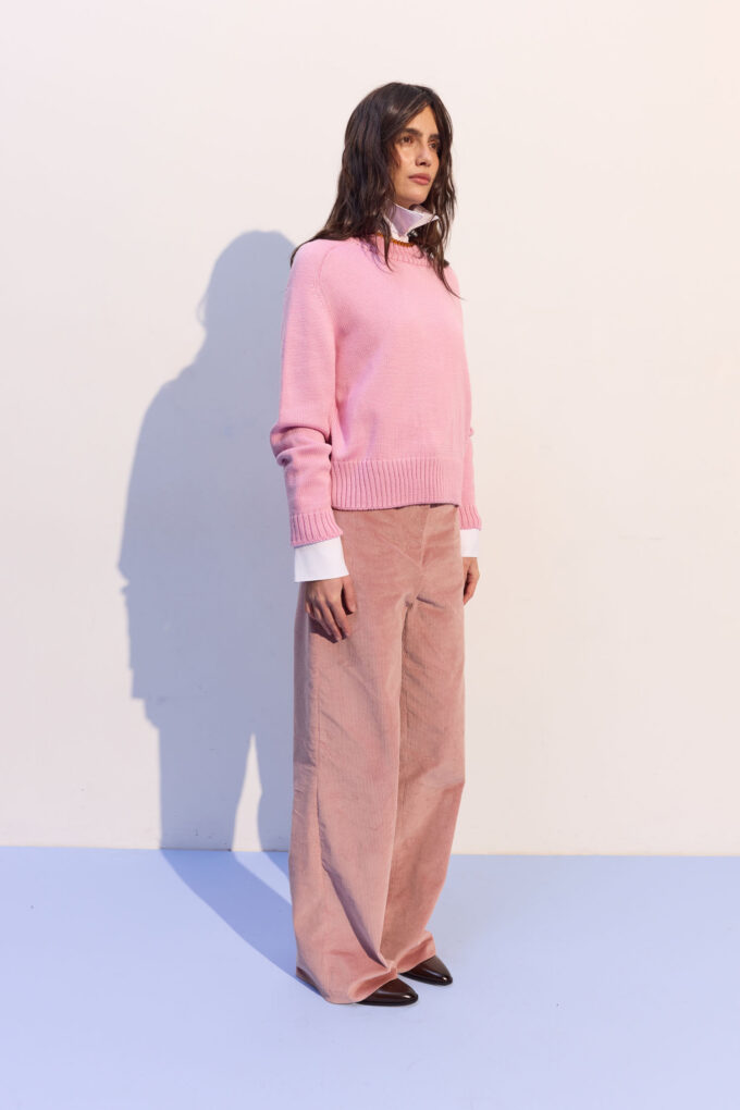 Брюки вільного крою з вельвету рожеві фото 5