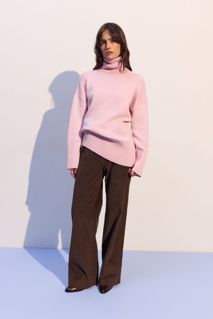 Брюки вільного крою з вельвету шоколадні фото 3