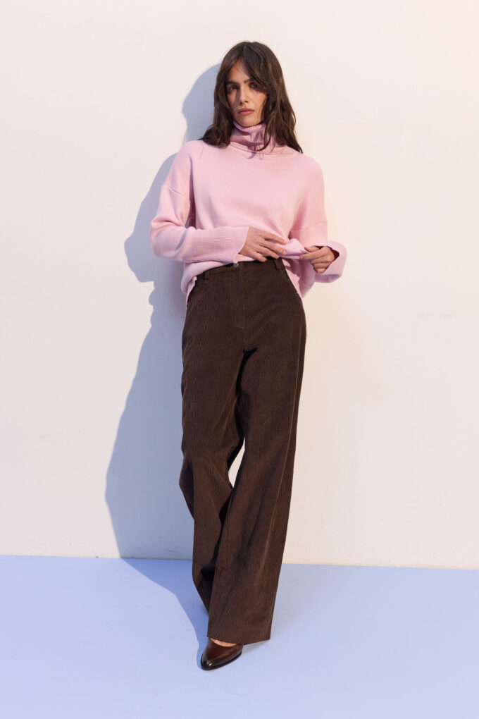 Брюки вільного крою з вельвету шоколадні - The Lace