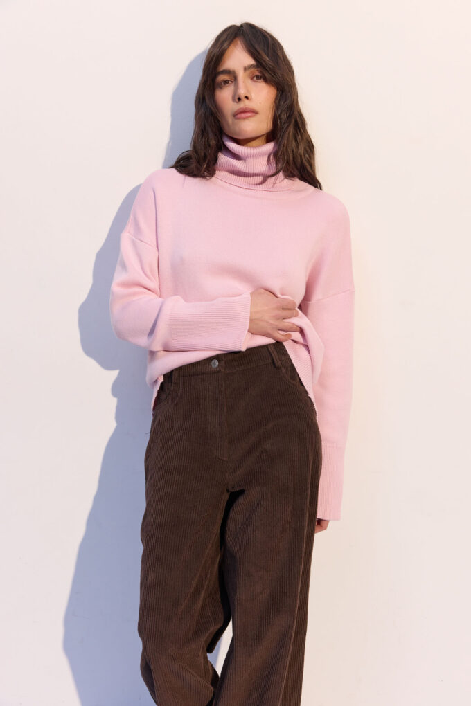 Брюки вільного крою з вельвету шоколадні фото 5