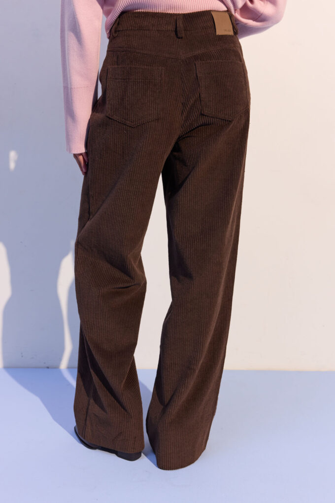 Брюки вільного крою з вельвету шоколадні фото 4