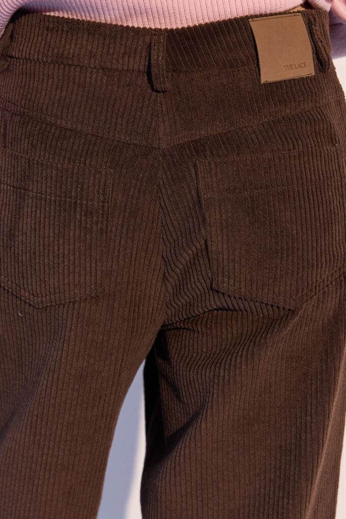 Брюки вільного крою з вельвету шоколадні фото 6