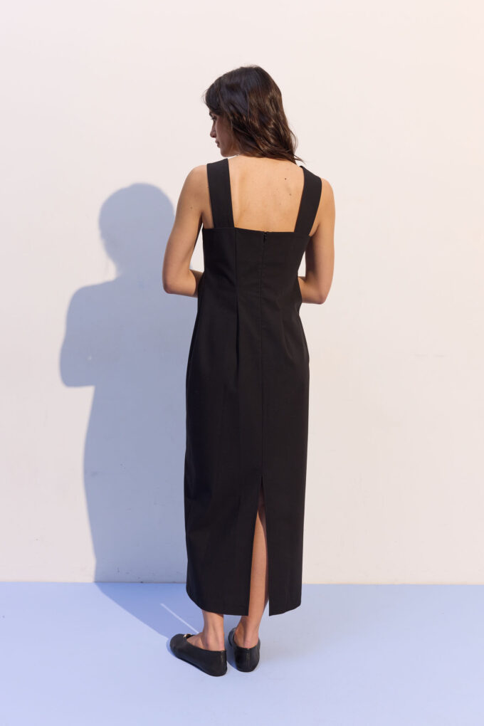 Сукня міді прямого крою з додаванням вовни чорна фото 3