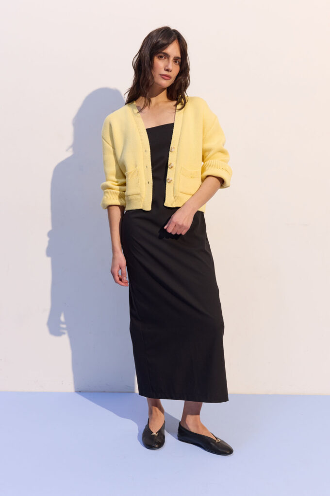 Сукня міді прямого крою з додаванням вовни чорна фото 6