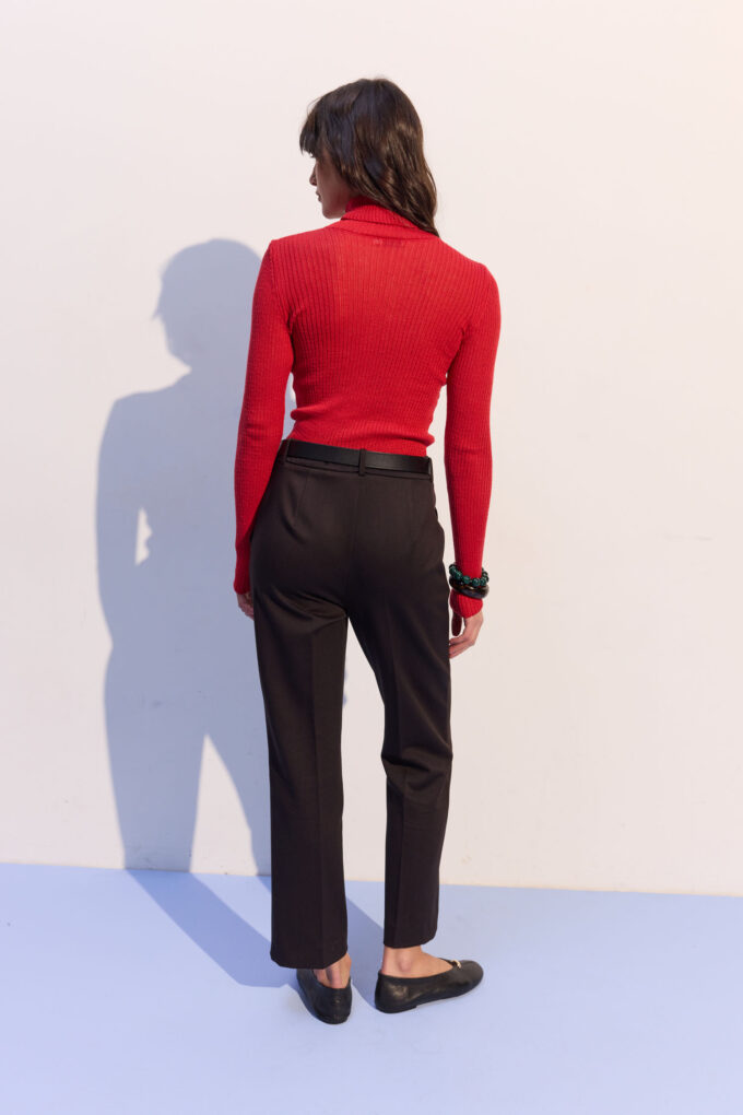 Водолазка тонка в рубчик червона фото 4