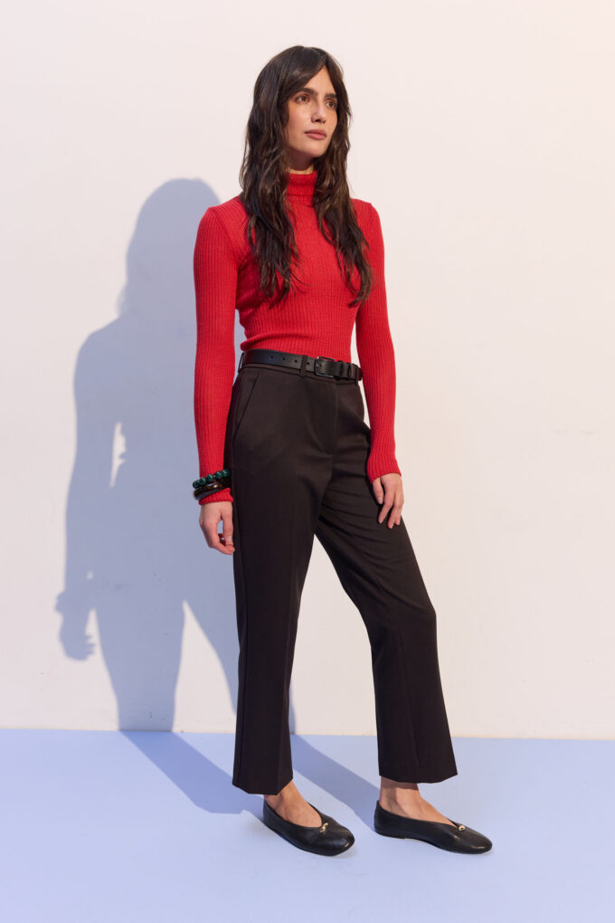 Брюки прямого крою укорочені шоколадні Modena - The Lace