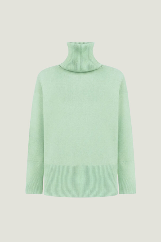 Трикотажний светр з об'ємною горловиною м'ятний - The Lace
