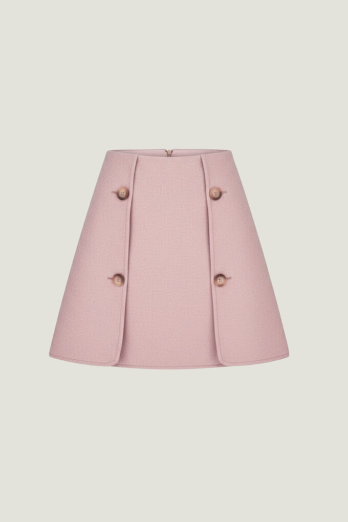 Wool mini skirt with buttons Blush pink photo 6