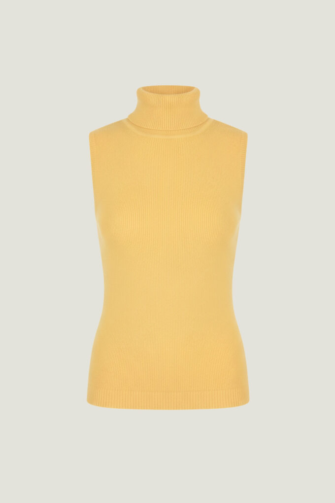 Трикотажний топ із високою горловиною лимонний фото 5