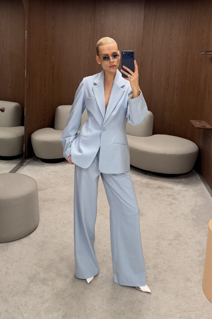 Жакет с объемными рукавами голубой Фото 2