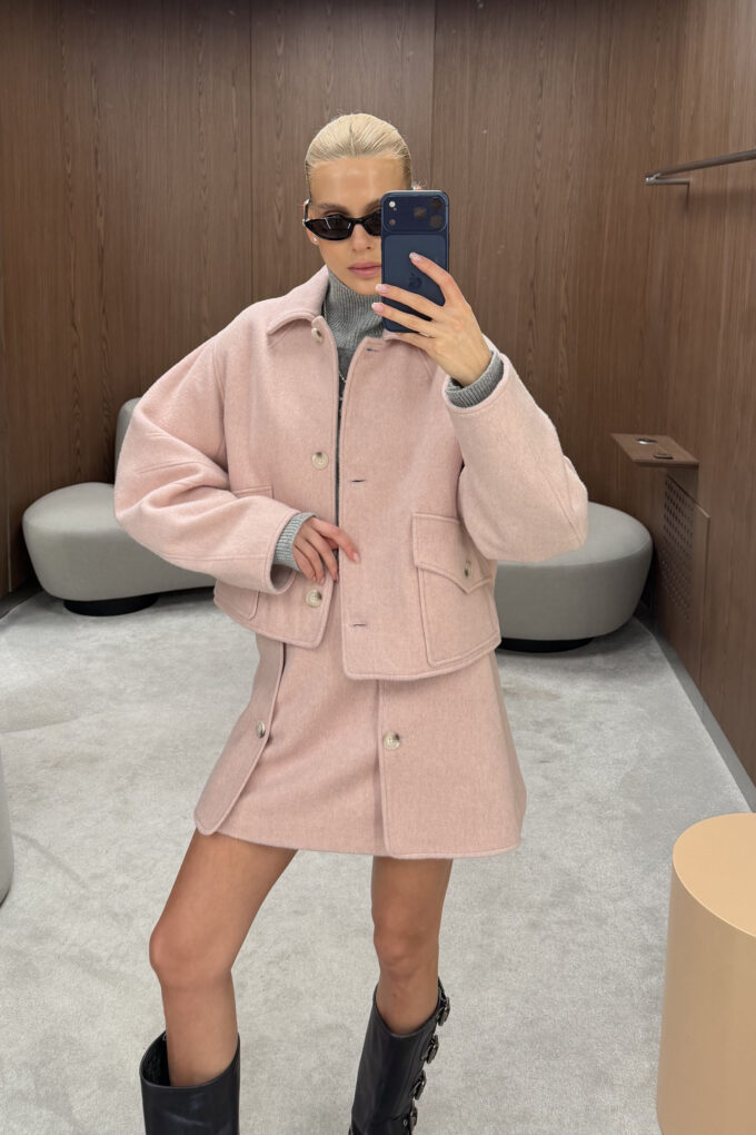 Short wool coat Blush pink photo 5