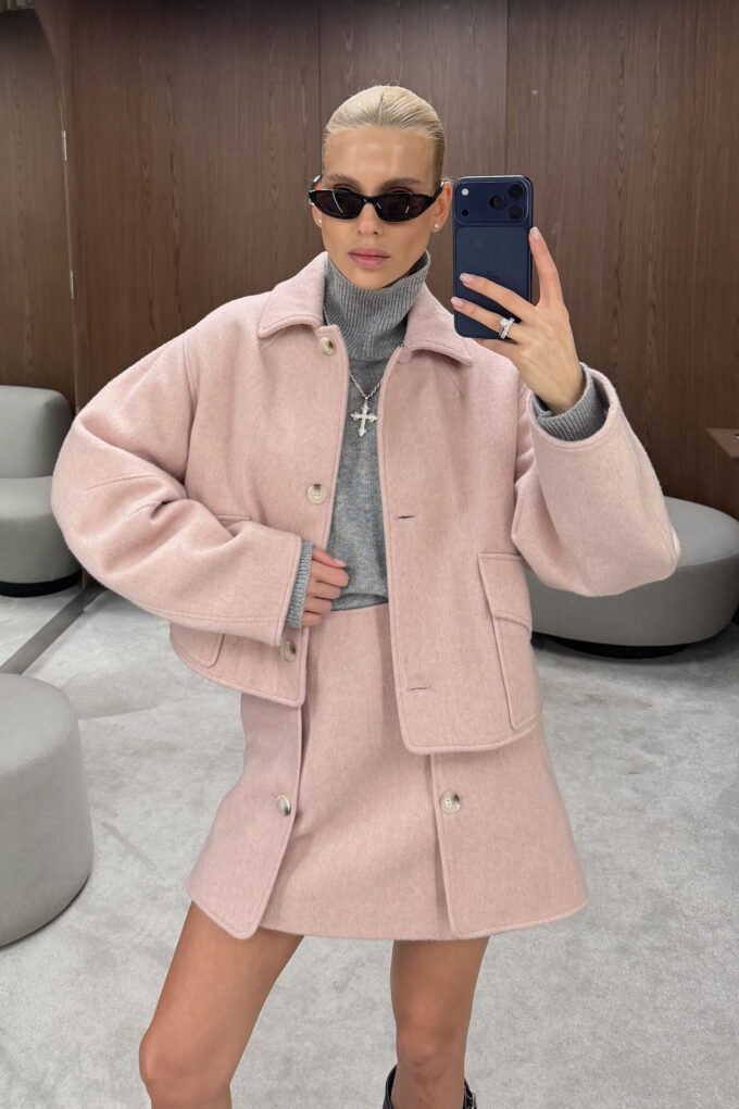 Пальто вовняне вкорочене Blush pink - The Lace