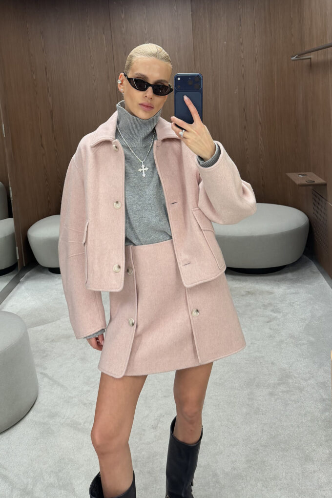 Short wool coat Blush pink photo 4