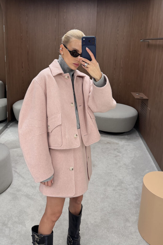 Short wool coat Blush pink photo 3