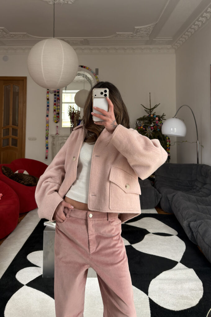 Пальто шерстяное укороченное Blush pink Фото 4