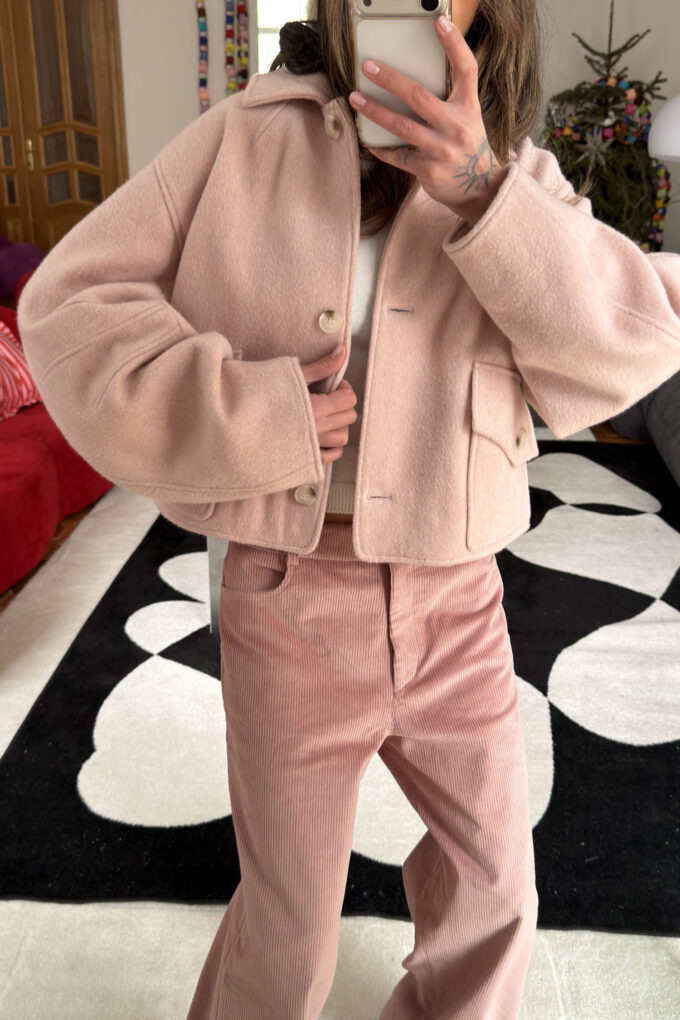 Пальто вовняне вкорочене Blush pink - The Lace