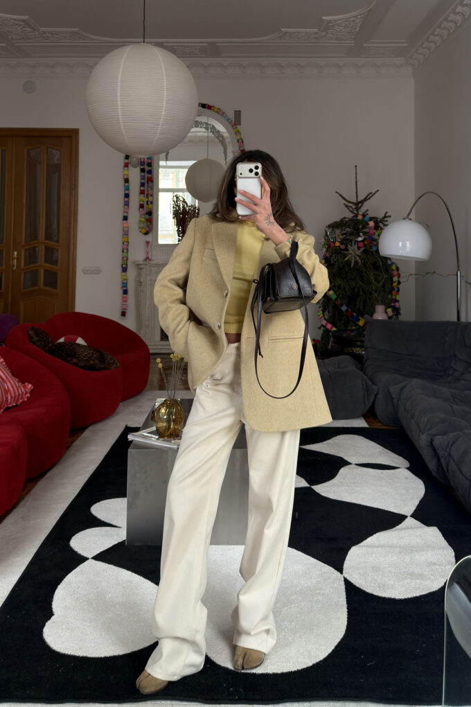 Пальто-жакет шерстяной однобортный Warm oatmeal Фото 3